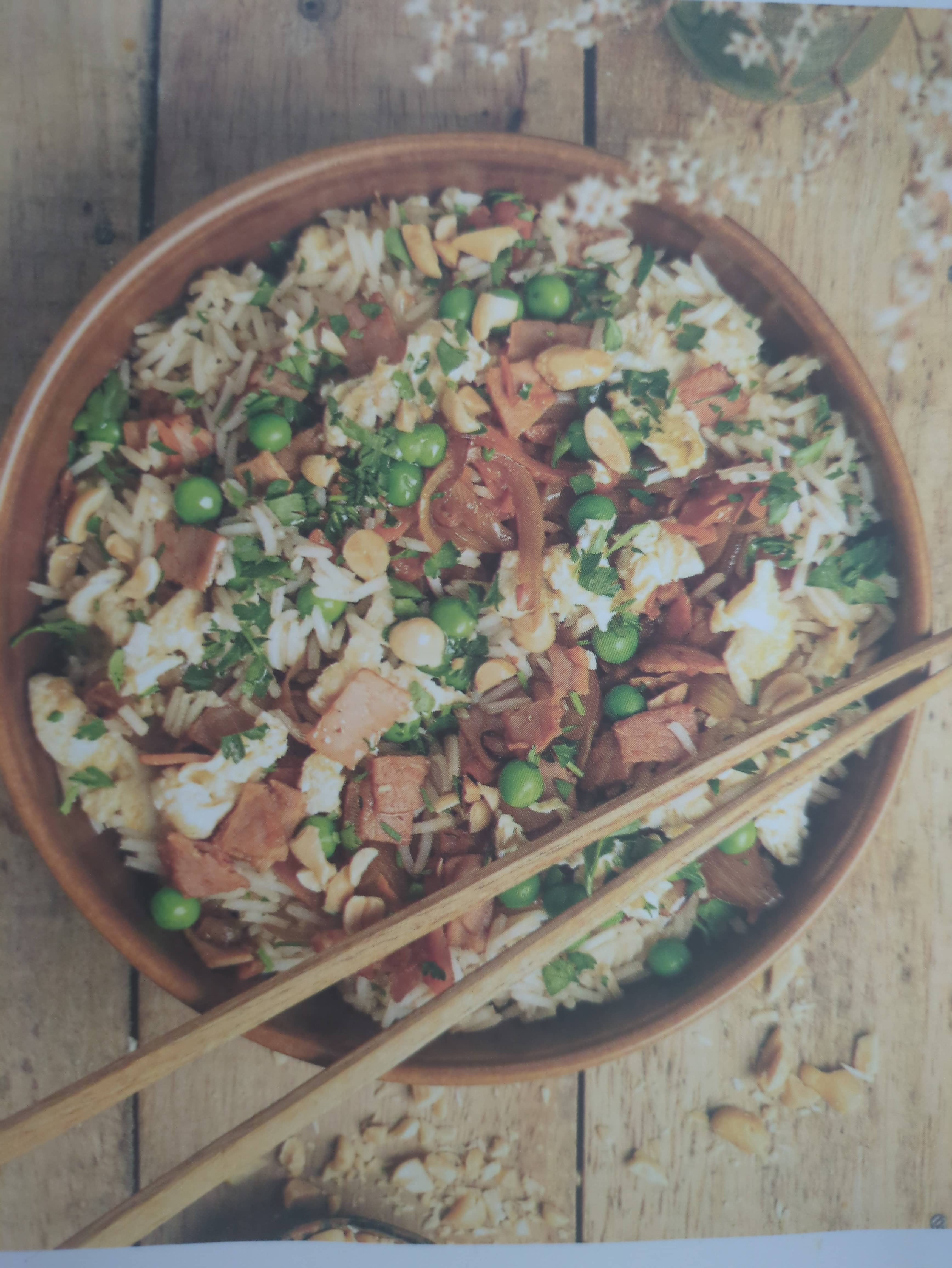 Riz cantonais au jambon et petits pois